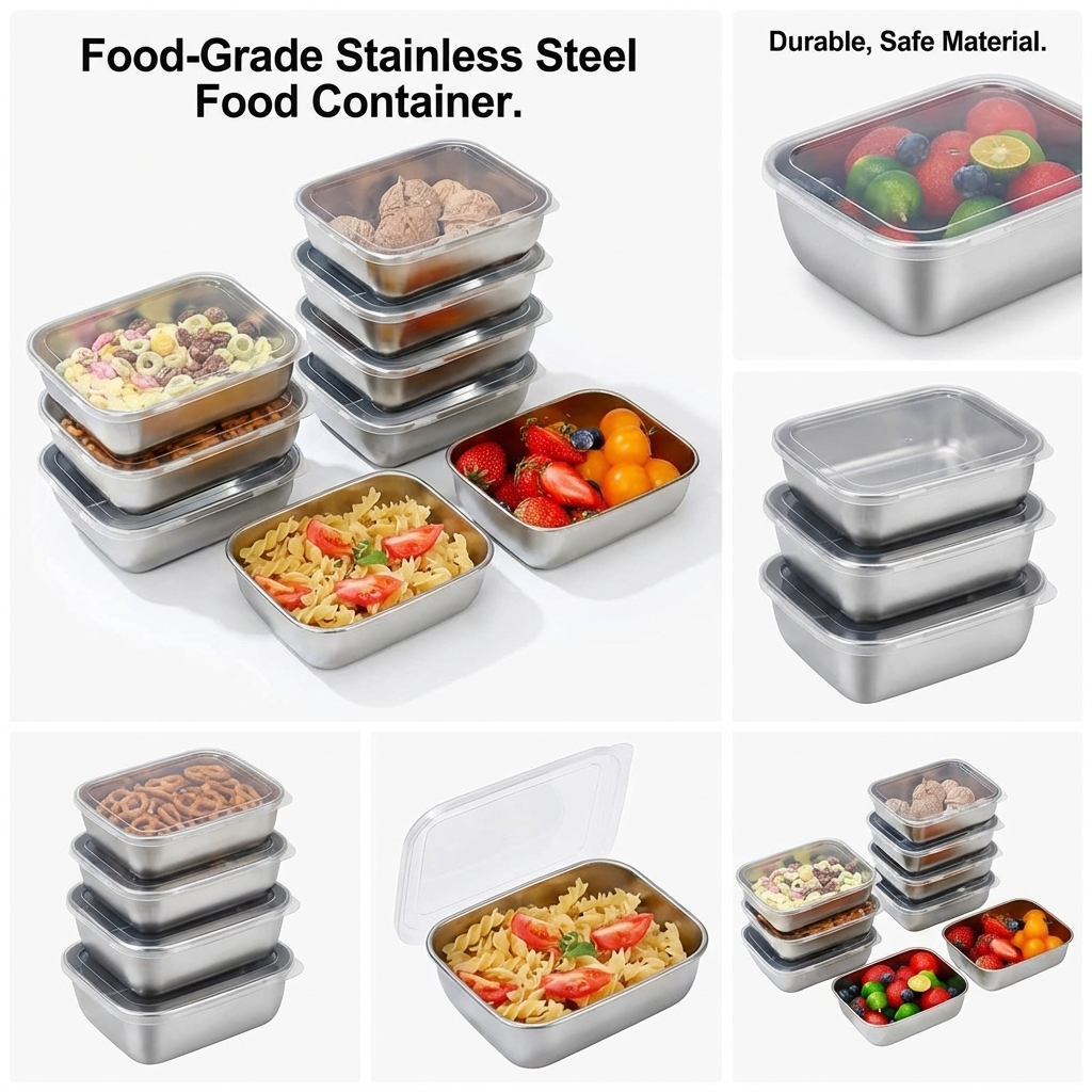 Meal Prep List - 5PCS Stainless Steel Food Storage Containers