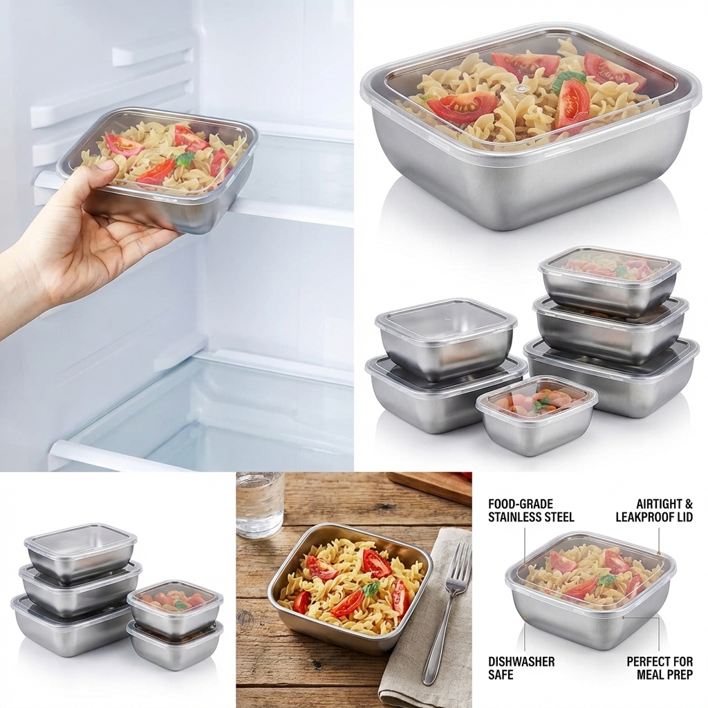 5PCS Stainless Steel Food Stor - Meal Prep List avis et prix