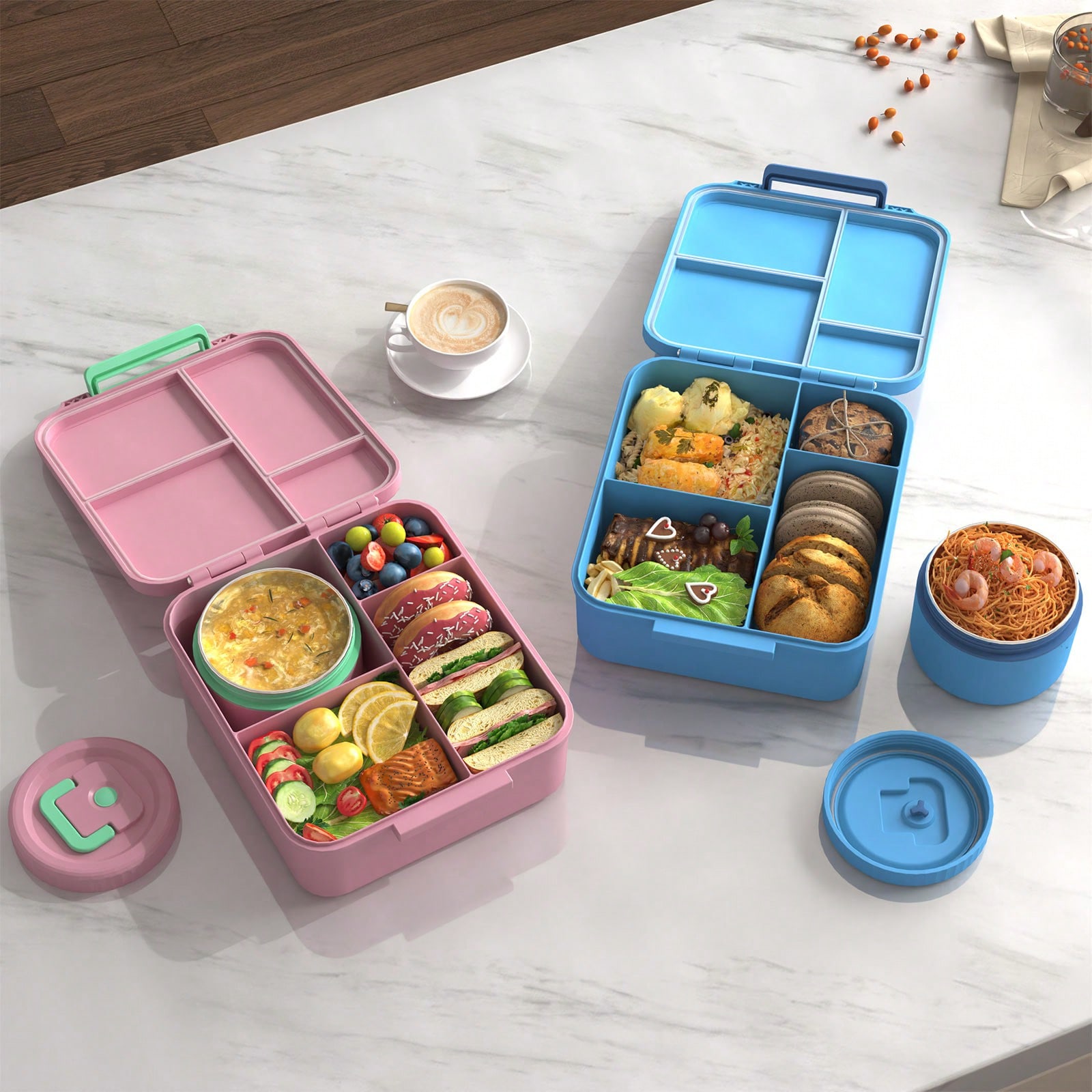 Kids Bento Lunch Box with 4 Co - Meal Prep List avis et prix
