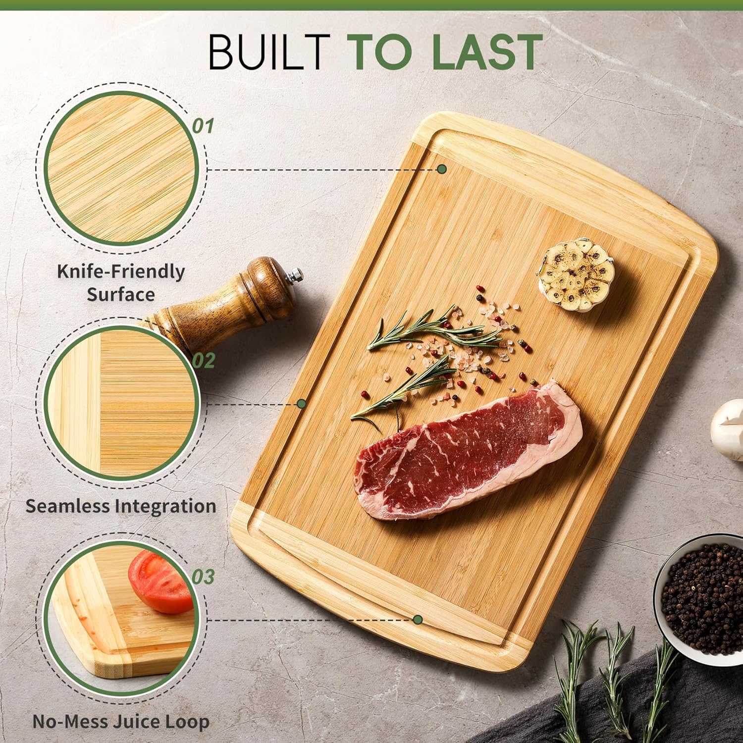 Large Bamboo Cutting Board for - Meal Prep Juice avis et prix