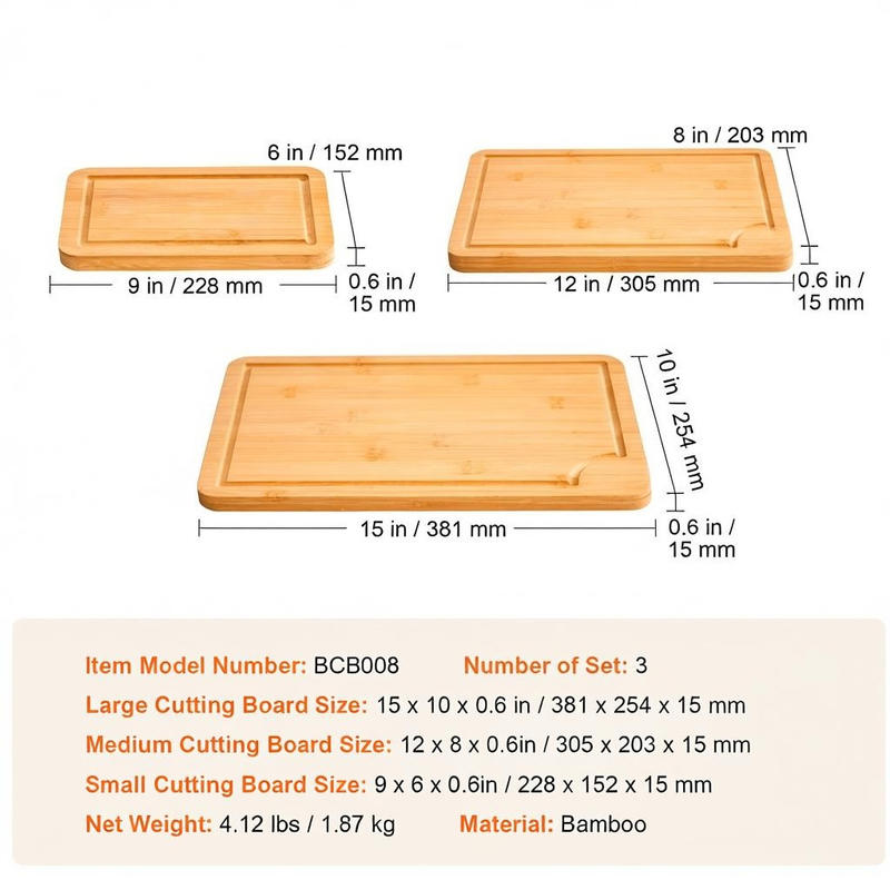 Bamboo Chopping Block Set 3 Pi - Meal Prep Juice avis et prix