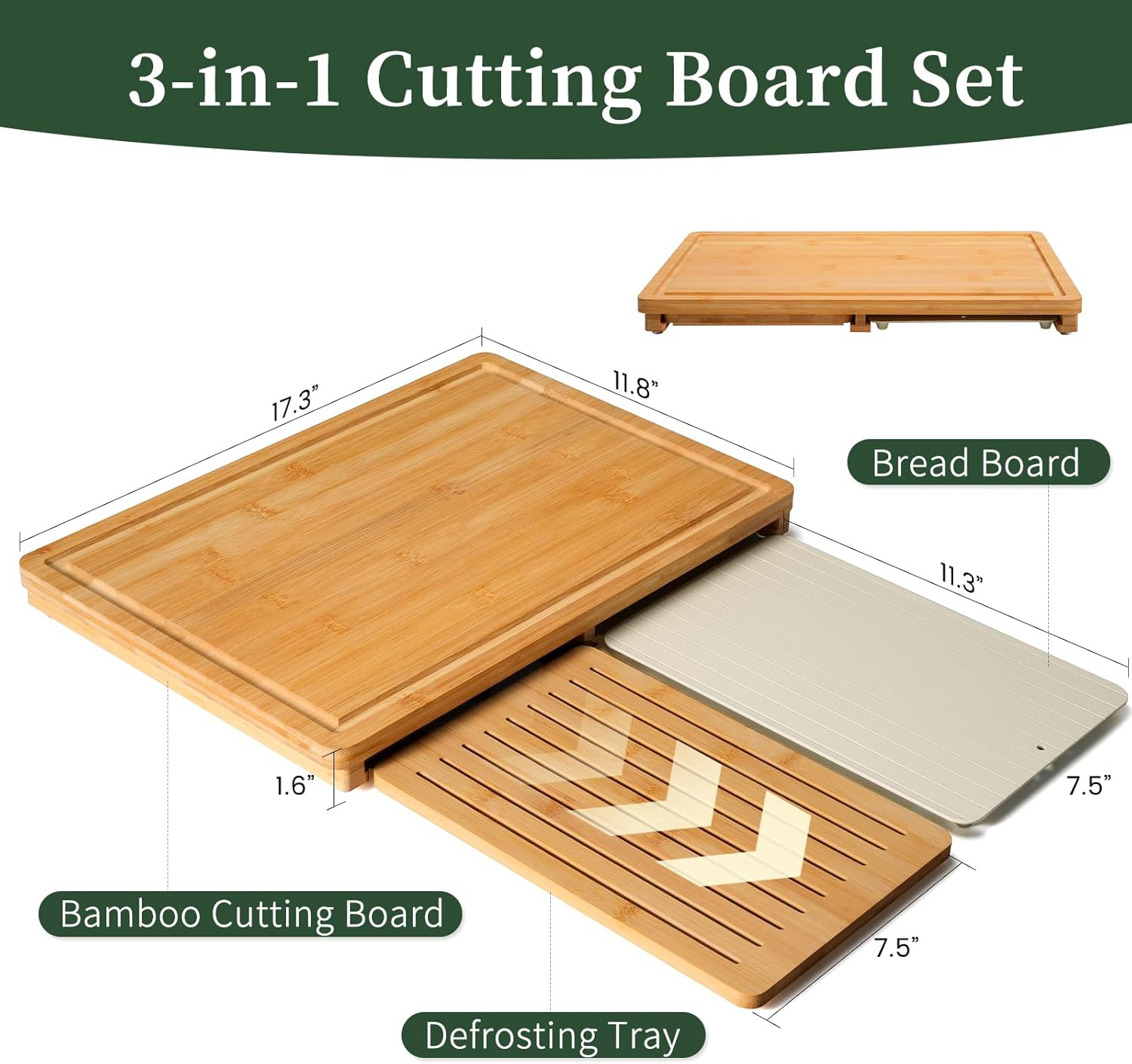 Bamboo Cutting Board Set Defro - Meal Prep Juice avis et prix